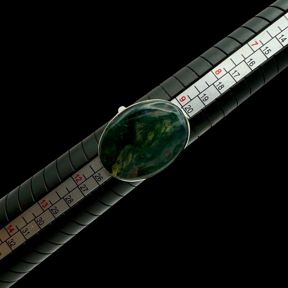 Moss Agate Ring Set In Solid Sterling Silver - image 4